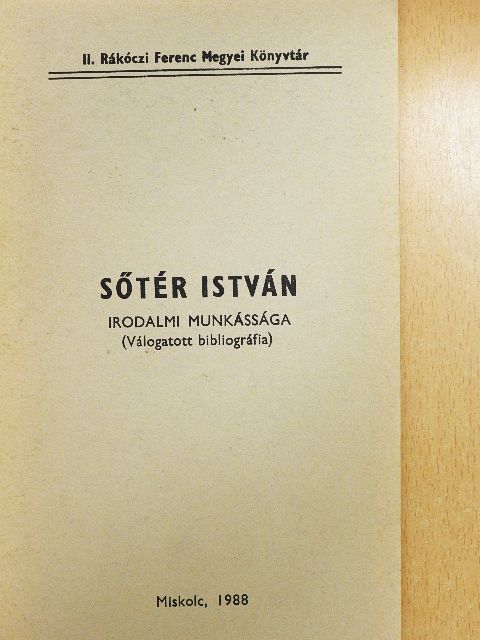 Sőtér István irodalmi munkássága [antikvár]