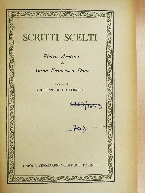 Anton Francesco Doni - Scritti scelti [antikvár]