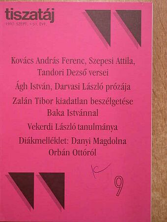 Ágh István - Tiszatáj 1997. szeptember [antikvár]