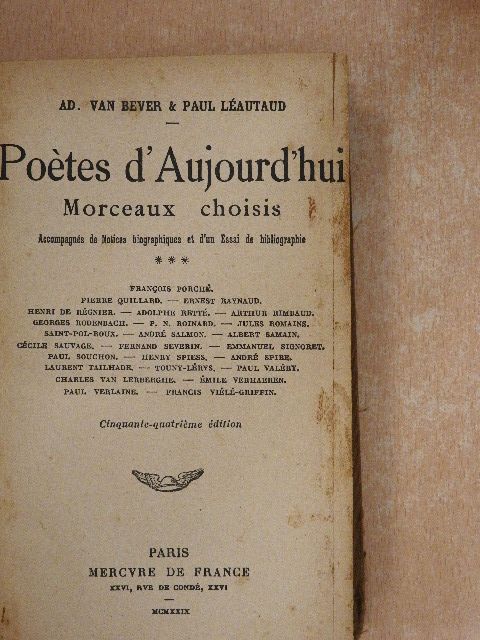 Poétes d'Aujourd'hui III. [antikvár]