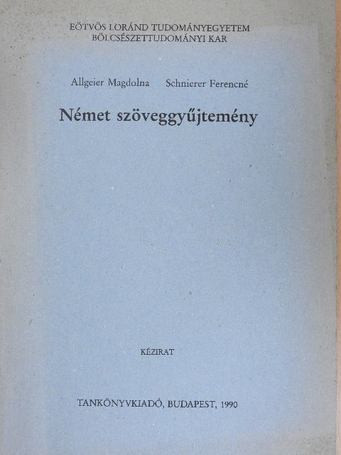 Allgeier Magdolna - Német szöveggyűjtemény [antikvár]