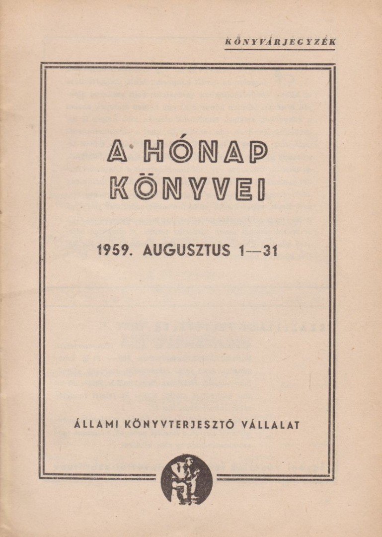 A hónap könyvei 1959. augusztus 1-31. [antikvár]