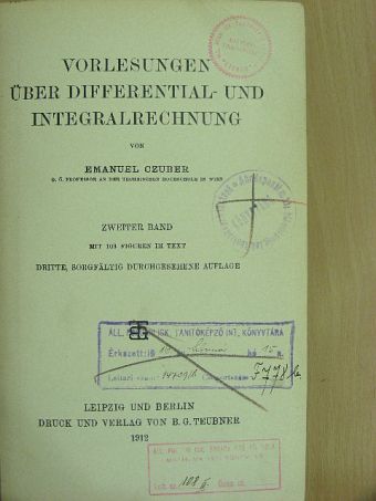 Emanuel Czuber - Vorlesungen über Differential- und Integralrechnung II. [antikvár]