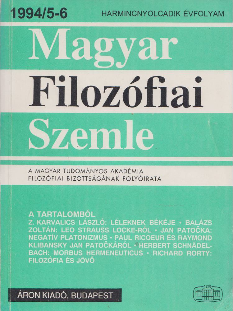 Lendvai L. Ferenc - Magyar Filozófiai Szemle 1994/5-6 [antikvár]