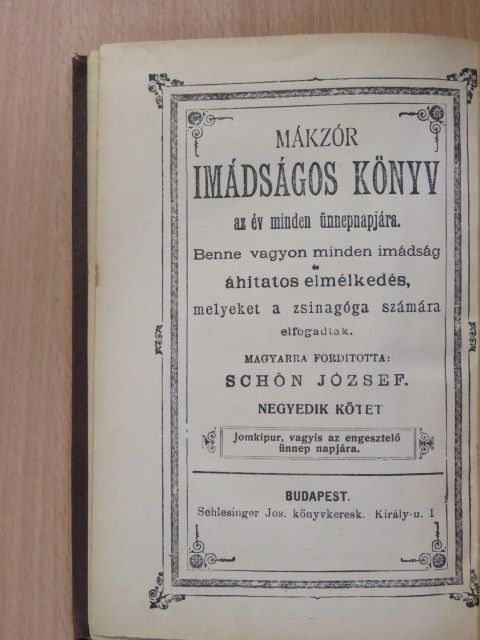 Mákzór imádságos könyv az év minden ünnepnapjára IV. [antikvár]