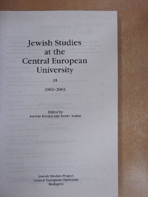 Attila Pók - Jewish Studies at the Central European University III. [antikvár]