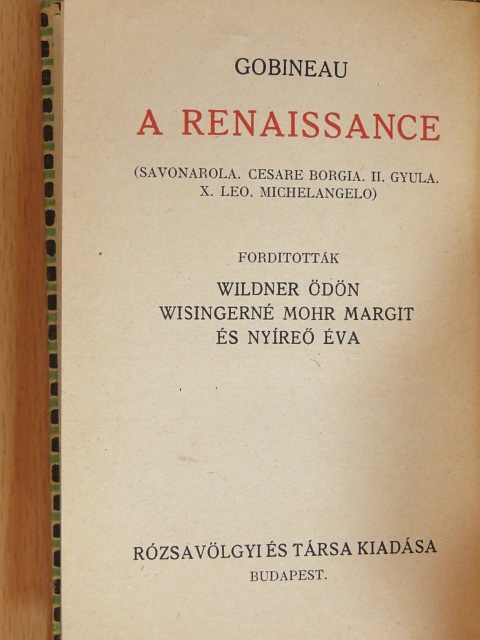 Gobineau - A renaissance II. [antikvár]
