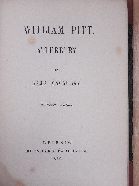 Lord Macaulay - William Pitt, Atterbury [antikvár]
