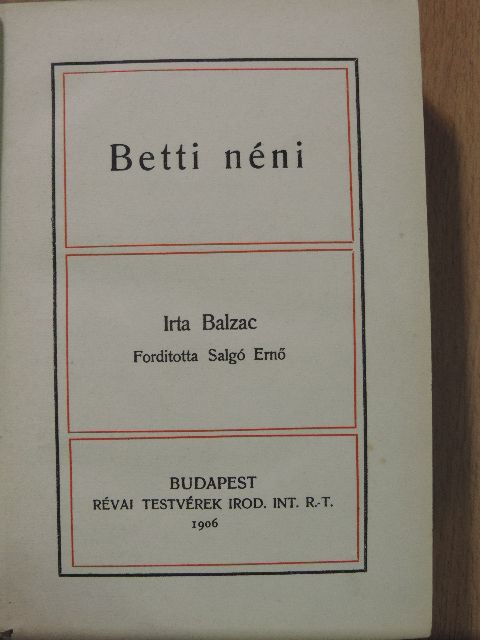Honoré de Balzac - Betti néni [antikvár]