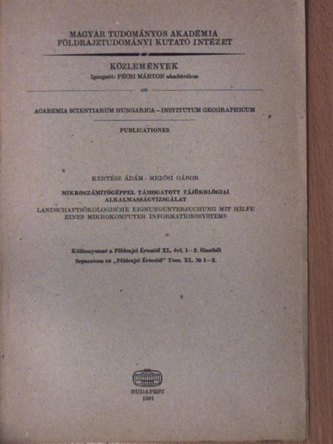 Kertész Ádám - Mikroszámítógéppel támogatott tájökológiai alkalmasságvizsgálat [antikvár]