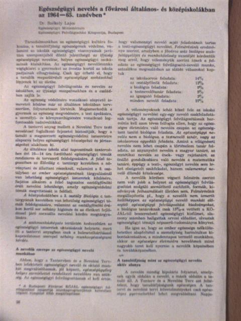 Dr. Székely Lajos - Egészségügyi nevelés a fővárosi általános- és középiskolákban az 1964-65. tanévben [antikvár]
