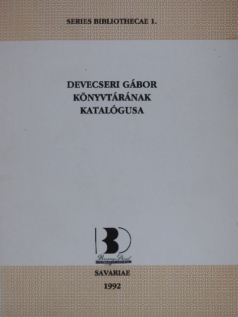 Devecseri Gábor könyvtárának katalógusa [antikvár]