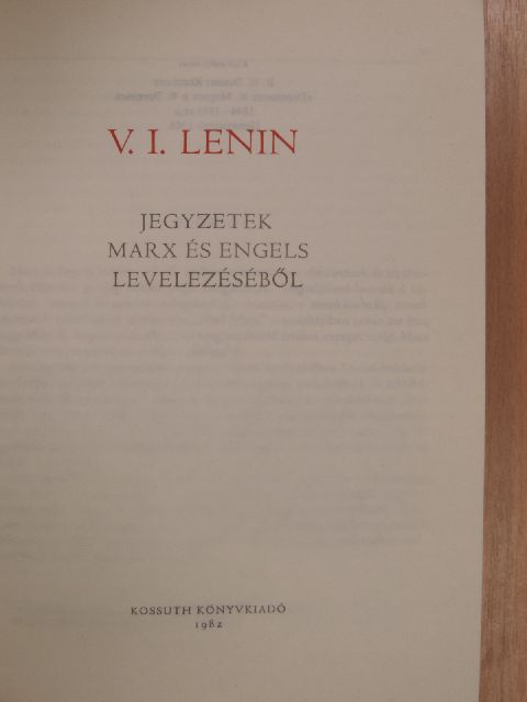 Engels - Jegyzetek Marx és Engels levelezéséből [antikvár]
