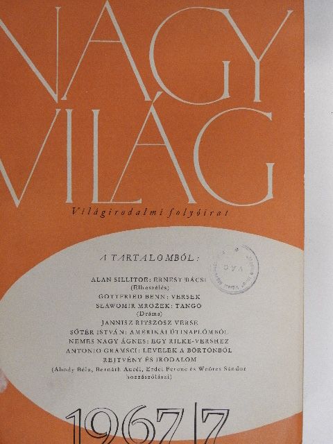 Alan Sillitoe - Nagyvilág 1967. július-december (fél évfolyam) [antikvár]