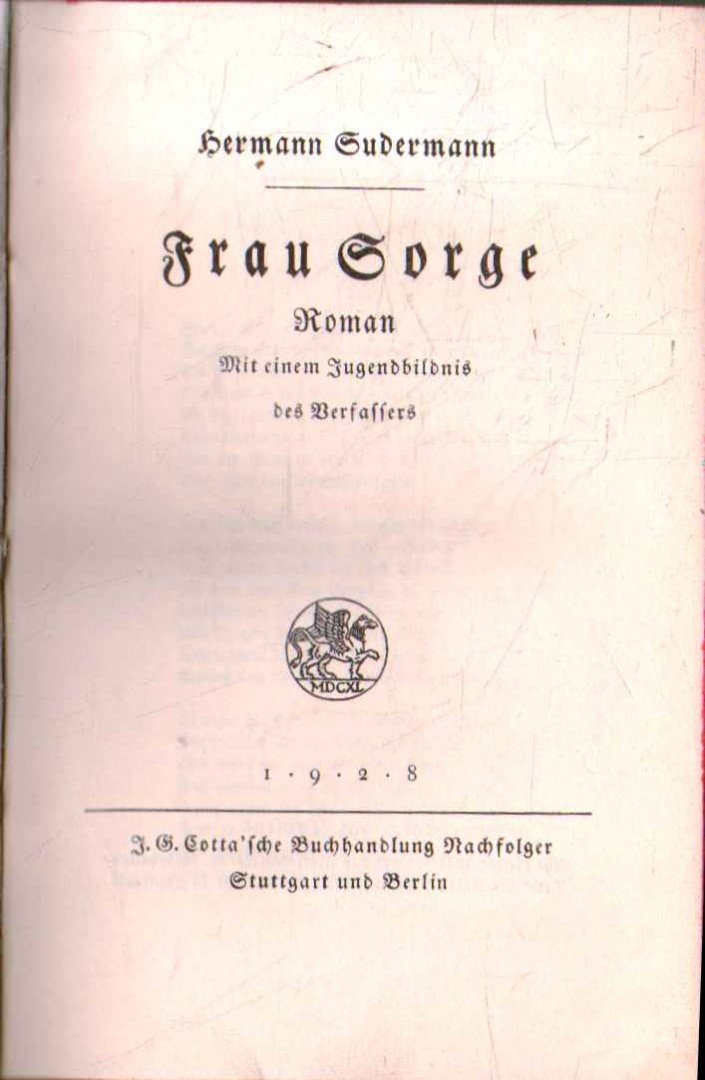 Hermann Sudermann - Frau Sorge [antikvár]