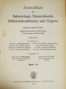 Zentralblatt für Bakteriologie, Parasitenkunde, Infektionskrankheiten und Hygiene 172/1-26 [antikvár]