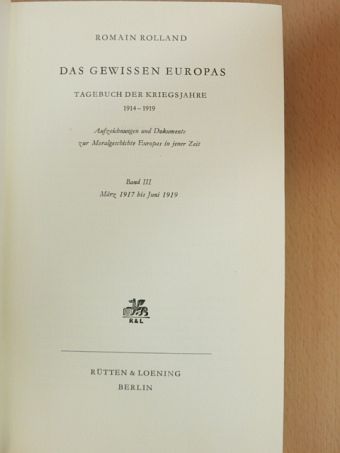 Romain Rolland - Das Gewissen Europas III. [antikvár]