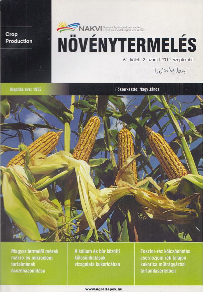Nagy János (főszerk.) - Növénytermelés 2012. szeptember [antikvár]