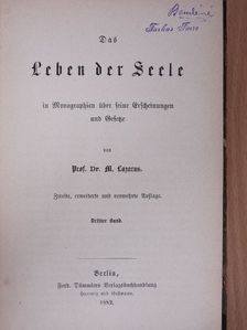 Prof. Dr. M. Lazarus - Das Leben der Seele III. (töredék) (gótbetűs) [antikvár]
