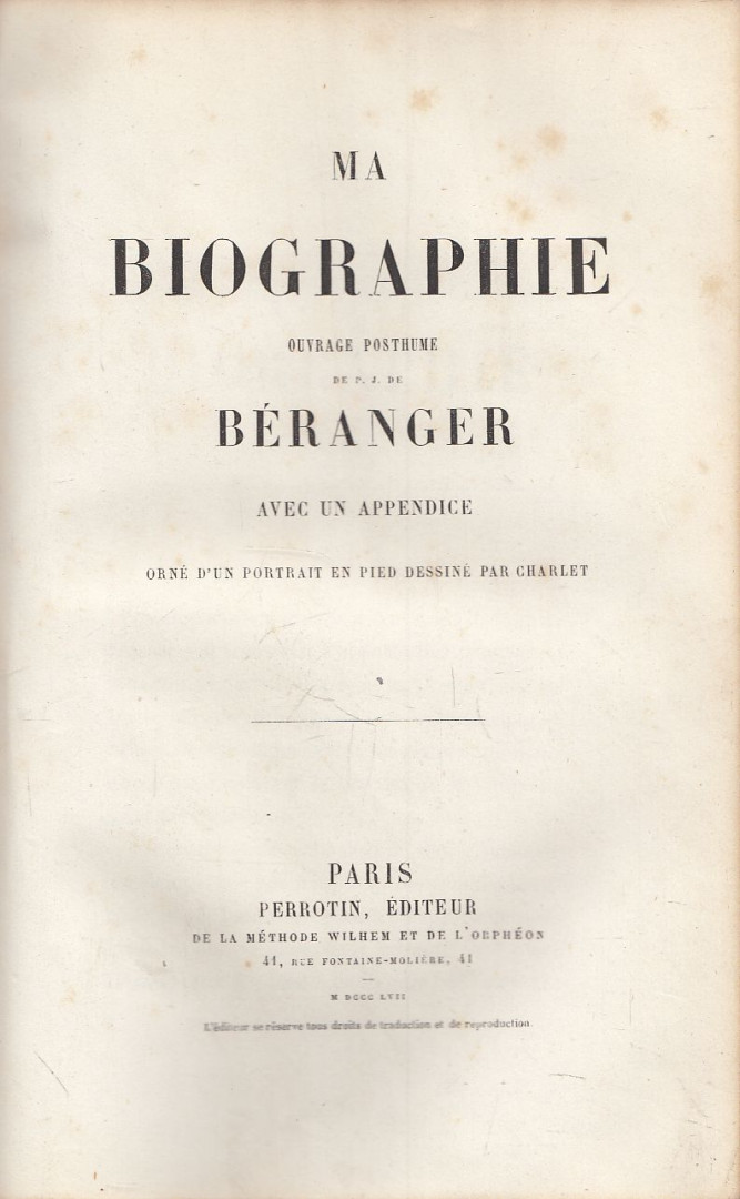Béranger - Ma biographie [antikvár]