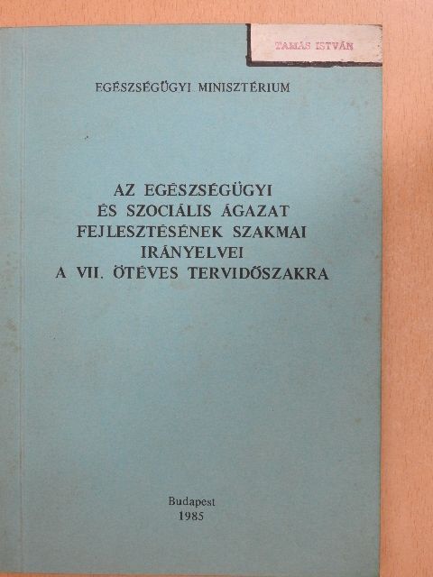 Az egészségügyi és szociális ágazat fejlesztésének szakmai irányelvei a VII. ötéves tervidőszakra [antikvár]