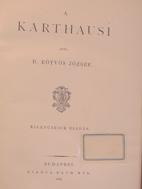 B. Eötvös József - A karthausi [antikvár]
