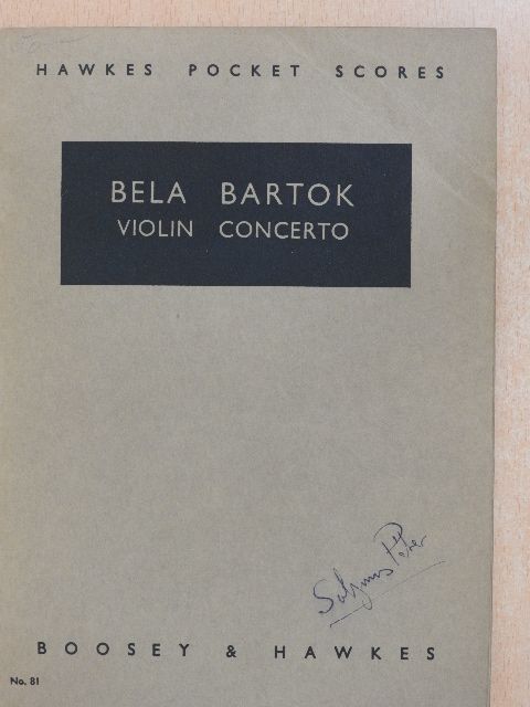 Bartók Béla - Violin concerto (Solymos Péter könyvtárából) [antikvár]