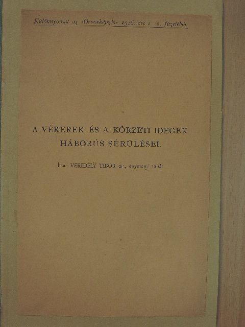 A vérerek és a körzeti idegek háborús sérülései [antikvár]