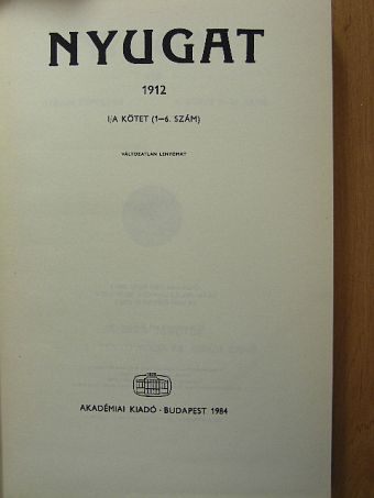 Balázs Béla - Nyugat 1912. I/A. [antikvár]