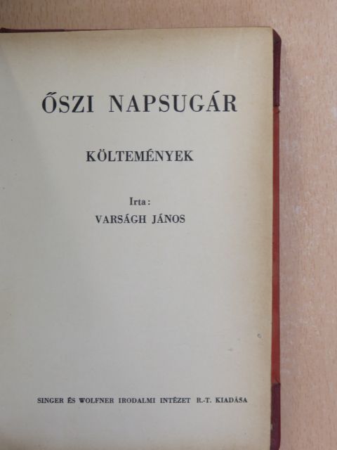 Varságh János - Őszi napsugár [antikvár]