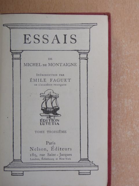 Michel de Montaigne - Essais III. (töredék) [antikvár]
