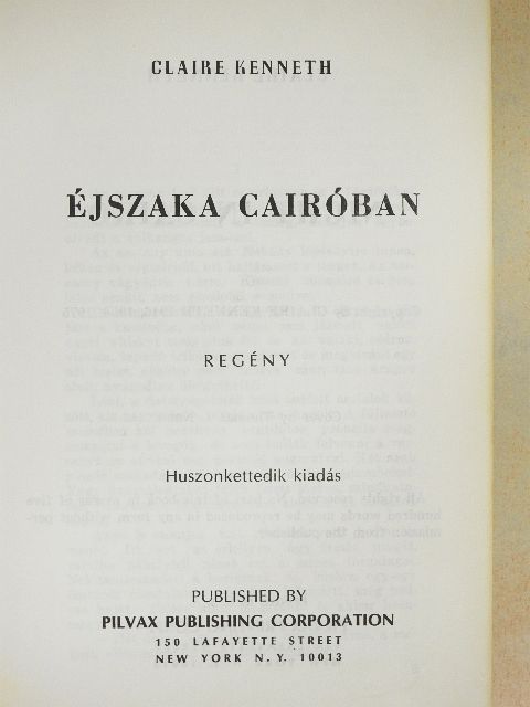 Claire Kenneth - Éjszaka Cairóban [antikvár]