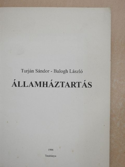 Balogh László - Államháztartás [antikvár]
