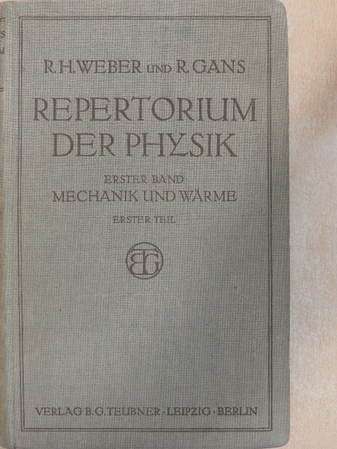Richard Gans - Repertorium der Physik I/1. [antikvár]