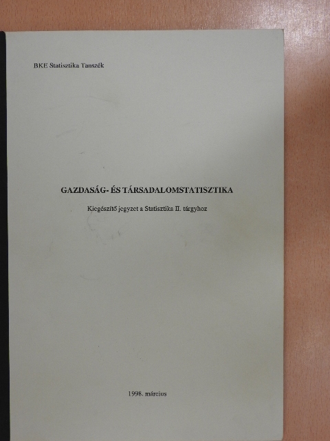 Gazdaság- és társadalomstatisztika [antikvár]