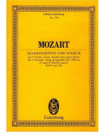 MOZART,W.A - DIVERTIMENTO AND MARCH F-DUR KV 247,248 FOR 2VL.VA.DUBL.B.2HR.TASCHENPART.