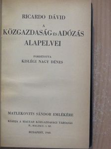 Ricardo Dávid - A közgazdaság és adózás alapelvei [antikvár]