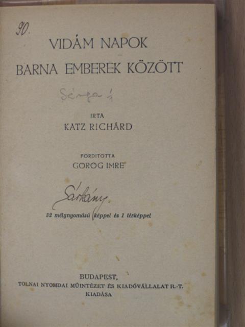 Katz Richárd - Vidám napok barna emberek között [antikvár]