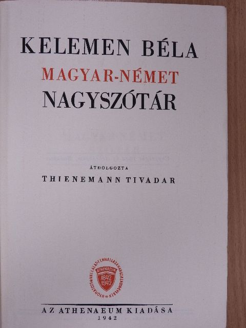 Kelemen Béla - Magyar-német nagyszótár [antikvár]