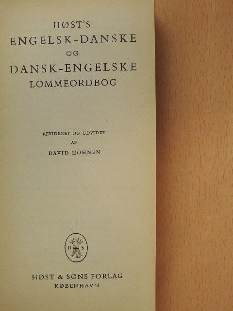 Host's engelsk-danske og dansk-engelske lommeordbog [antikvár]