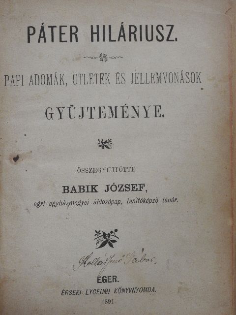Páter Hiláriusz [antikvár]