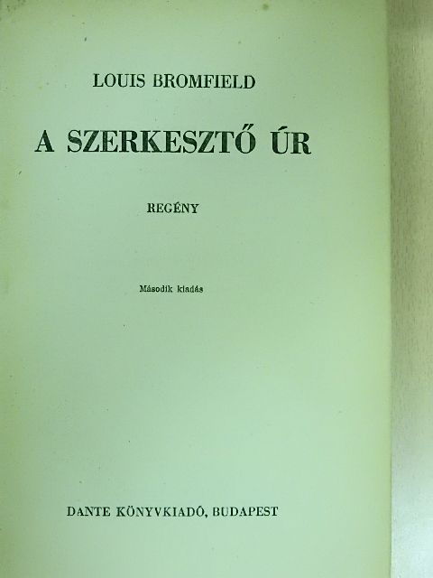 Louis Bromfield - A szerkesztő úr [antikvár]
