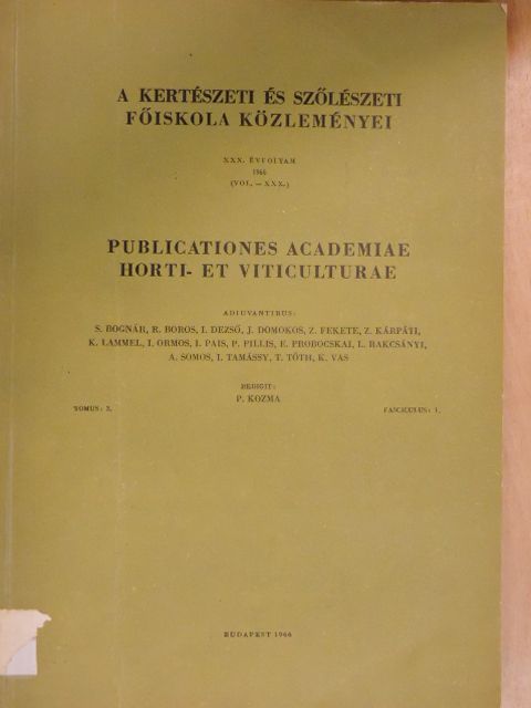 Dr. Balázs L. - A Kertészeti és Szőlészeti Főiskola Közleményei 1966. [antikvár]