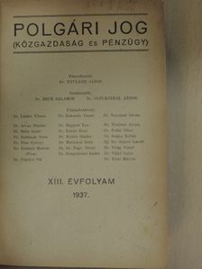 Dr. Besnyő Bernát - Polgári Jog (Közgazdaság és Pénzügy) 1937. (nem teljes évfolyam) [antikvár]