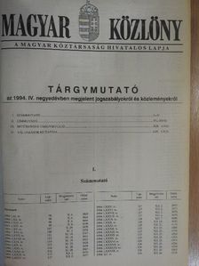 Magyar közlöny 1994. október 1.-november 2. (nem teljes évfolyam) [antikvár]