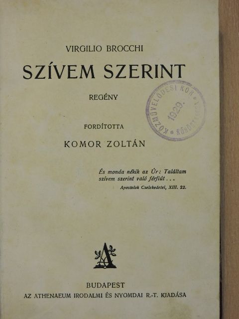 Virgilio Brocchi - Szívem szerint [antikvár]