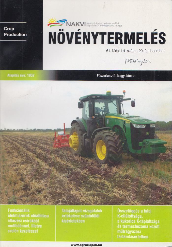 Nagy János (főszerk.) - Növénytermelés 2012. december [antikvár]