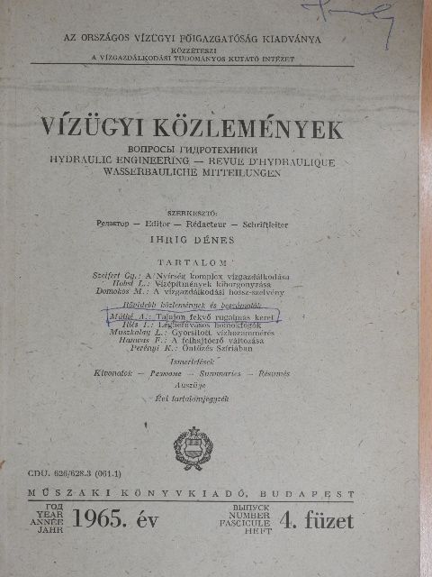Domokos Miklós - Vízügyi Közlemények 1965/4. [antikvár]