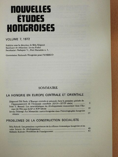 Berend T. Iván - Nouvelles Études Hongroises 1972 [antikvár]