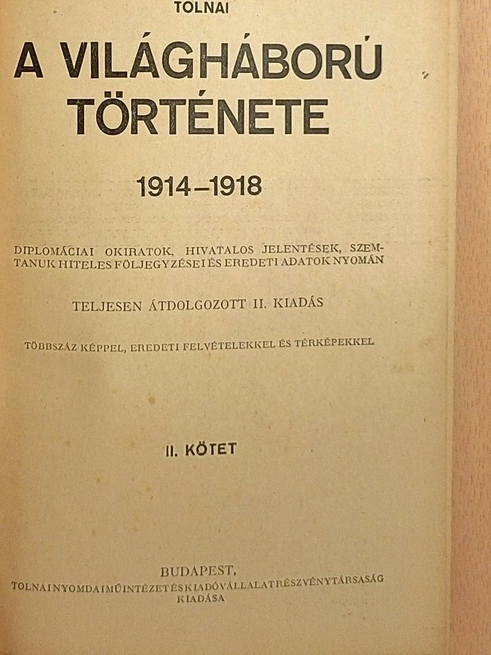 Tolnai - A világháború története II. (töredék) [antikvár]